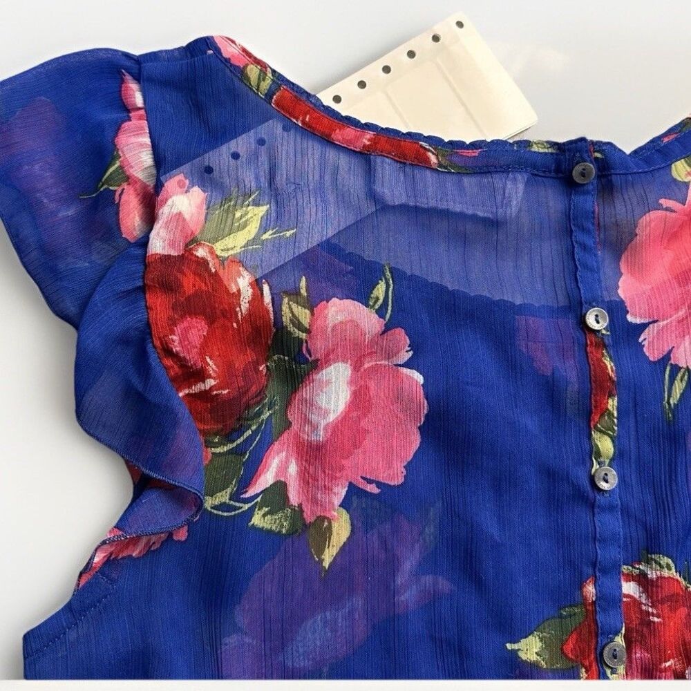 Anercrombie & Fitch Multicolored Floral Sheer Back Button Blouse Size L *FLAW* - Picture 9 of 12